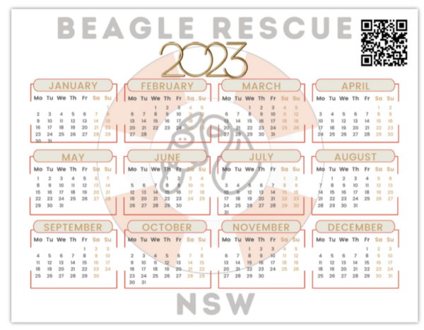 Magnetic calendar (LIMITED QUANTITY AVAILABLE) - Beagle Rescue NSW